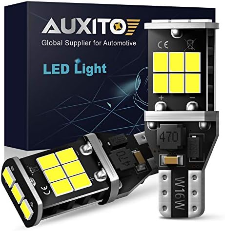 AUXITO 912 921 LED Bulb for Backup Light Reverse Lights High Power 2835 15-SMD Chipsets Error Free T15 906 922 W16W Bulbs, 6000K White Daytime Running Lights (Upgraded, Pack of 2)