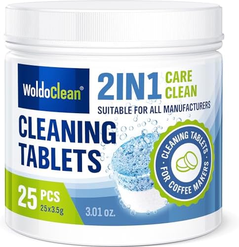 2-Phase Cleaning Tablets for Espresso Machines 25 Tablets - compatible with Breville, Jura, Bosch, Philips, Casabrews, KitchenAid, De'Longhi, Ninja