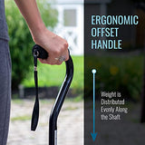 DMI Walking Cane and Walking Stick for Adult Men and Women, FSA Eligible, Lightweight and Adjustable from 30-39 Inches, Supports up to 250 Pounds with Ergonomic Hand Grip and Wrist Strap, Black