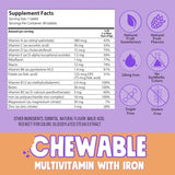 NovaFerrum Yummo | Kids Chewable Multivitamin with Iron | 18mg of Iron | Sugar Free | 90 Servings |Fruit Flavor |Immune Support