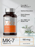 Horbäach Vitamin K2 MK7 100mcg | 250 Softgels | Non-GMO, Gluten Free Supplement