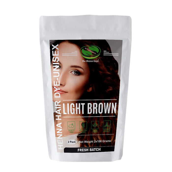 2 Packs Of Light Brown Henna Hair & Beard Color/Dye 100 Grams - Natural Hair Color, Plant-based Hair Dye - The Henna Guys