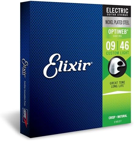 Elixir Strings 19027 Coated Nickel Electric Guitar Strings, Custom Light (.009-.046)