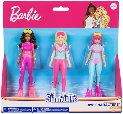 SwimWays Barbie Dive Characters 3-Pack, Swimming Pool Accessories & Kids Pool Toys, Pool Party Supplies & Water Toys for Kids Aged 5 & Up