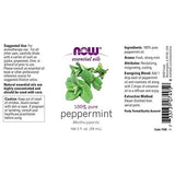 NOW Essential Oils, Peppermint Oil, Invigorating Aromatherapy Scent, Steam Distilled, 100% Pure, Vegan, Child Resistant Cap, 2-Ounce