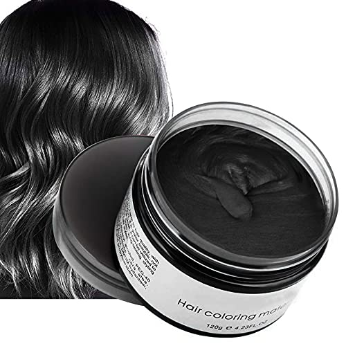 Black Temporary Hair Color,Natural Hair Color Wax,Hair Wax Color Spray 4.23 Ounces,Hair Wax Dye for Christmas Parties,Role Playing and Halloween (Black)