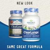 RidgeCrest Herbals ClearLungs Extra Strength, Natural Lung, Nasal Wellness Formula, Bronchial, Respiratory, Sinus, Mucus Support (60 Caps, 30 Serv)