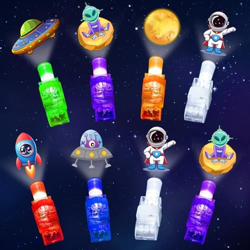 24PCS Space Theme Party Favors LED Finger Lights, Glow in the Dark Light Up Toys Gifts Bulk for Kids Boys Girls Birthday Goodie Bags Stuffers Party Decorations Back to School Supplies Classroom Prizes