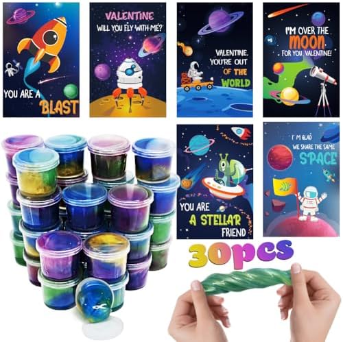 30 Packs Galaxy Slime, Stress Relief Toy for Kids Classroom Exchange