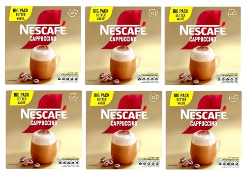 NESCAFÉ Cappuccino x12 Instant Coffee Sachets (Pack of 6, Total 72 Sachets)