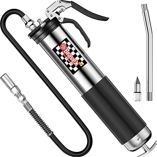 Heavy Duty Professional Pistol Grip Grease Gun 6000 PSI - 18 inch Flex Hose …