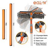 eazer Squeegee Window Cleaner Tool 2 in 1 Rotatable Window Cleaning Squeegee Kit with Extension Pole, 62'' Telescopic Window Washing Kit, Bendable Head for Home Car Glass - 4 Pads