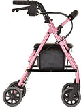 NOVA Medical Products, GetGo Petite Rollator Walker Petite Narrow Size Rolling Walker for Height 4'10" 5'4" Seat Height is 18.5 Inch Ultra Lightweight Only 13 lbs with More Narrow Frame Color, Pink