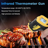 Sanliang Infrared Thermometer Laser Temperature Gun -58℉ to 1112℉ with Adjustable Emissivity & Max and Min Measure Laser Digital IR Thermometer Gun Temp IR Surface Tool Heat Temp Gun for Cooking.