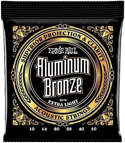 Ernie Ball Extra Light Aluminum Bronze Acoustic Guitar Strings, 10-50 Gauge (P02570)