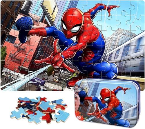 NEILDEN Jigsaw Puzzles 60 Pieces Puzzles for Kids Ages 4-8 Learning Educational Toy Puzzles for Children Girls and Boys Packed in Tin Box (PT-ZHIZHUXIA)