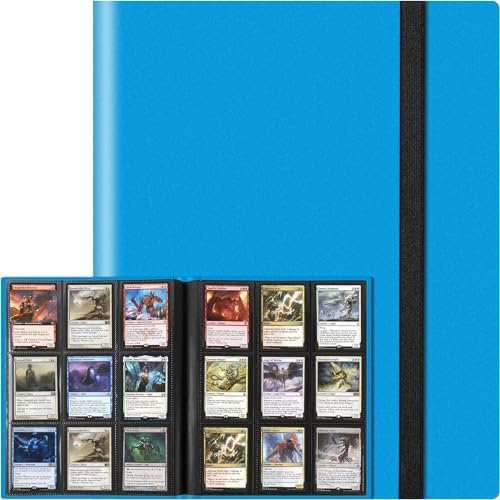 Trading Card Binder Holder 9 Pocket Card Album Folder, Card Collection Binder with 360 Side Loading Pocket Card Book Fit for MTG Game Football Sports Cards TCG Baseball Cards Binder (Sky Blue)