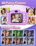 Seckton Kids Camera Toys for Girls Ages 3-8, Children Digital Video Camera with Protective Silicone Cover, Christmas Birthday Gifts for 3 4 5 6 7 8 Year Old Girls with 32GB SD Card