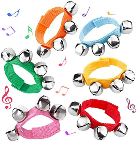 POPLAY 6 PCS Percussion Instruments, Wrist Bells Jingle Bells Musical Rhythm Toys