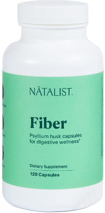 NATALIST Fiber Psyllium Husk Supplement 2,175 mg Daily Plant-Based Prebiotic for Digestive Wellness, Pregnancy-Safe Complete Colon & Gut Health Support for Women Gluten-Free - 120 Capsules