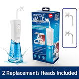 Ontel Miracle Smile Water Flosser for Teeth & Gum Health, Unique H-Shaped Flossing Head & 4 Water Jets, Cordless Water Flosser Features 360° Cleaning & 3 Pressure Modes, USB Rechargeable Dental Floss