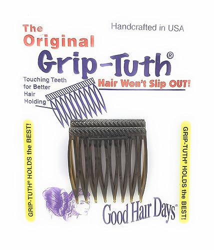 Grip-Tuth Combs - Set Of 2 Hair Side Combs - Hair Combs For All Types Of Hair - Decorative & Hair Styling Women Accessories (Shell, 1 ½ ″ Wide)