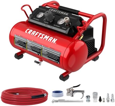 CRAFTSMAN Air Compressor, 2 Gallon Portable Air Compressor 1/3HP Max 125 PSI Oil-Free Light Weight with 10 PCS Accessory Kit