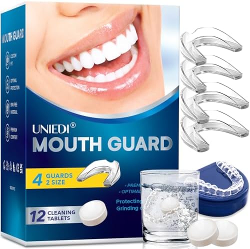 Mouth Guard for Grinding Teeth at night, Mouth Guard for Sleeping, Mouthguards for Grinding of Teeth, Night Guards for Teeth Grinding, Mouth Guard for Clenching Teeth at Night with 12 Cleaning Tablets