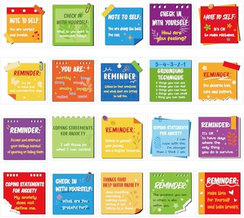 300 Pcs Mental Health Stickers Reminder Decals Laptop Water Bottle Positive Waterproof Stickers Psychology Affirmations Feelings Mental Health Decor for Adult(Rainbow Color)