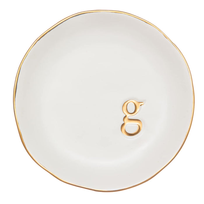 COLLECTIVE HOME - Ceramic Jewelry Tray, Decorative Trinket Dish for Rings Earrings Necklaces Bracelet Watch Keys, Birthday Mother's Day for Women, 4.75", White Surface (G)