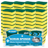 HOMEXCEL Scrub Sponges Kitchen 80 Count, Heavy Duty Dish Sponge for Cleaning, Dual Sided Powerful Scrubbing Sponge for Washing Dishes, Pots, Pans and Surfaces