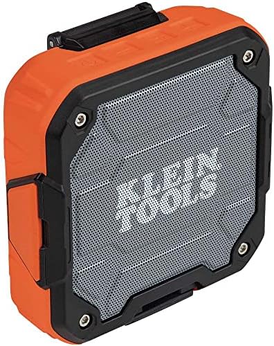 Klein Tools AEPJS2 Bluetooth Speaker With Magnetic Strip and Hook, Rechargeable, Wireless and Aux Capable, Hands Free Capable, 10 Hr Run Time, IP54 Dust and Water Resistant