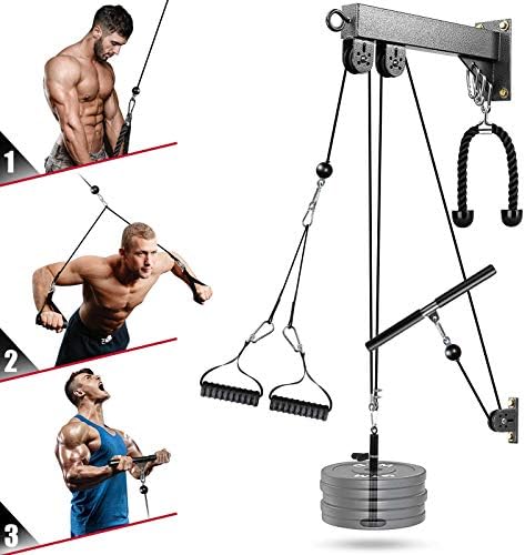 Weight Cable Pulley System Gym, DIY Home Gym Fitness Pulley Cable Machine Attachment System, Upgrade Lat Pull Down Cable Pully Attachments for Biceps Curl, Tricep, Back, Forearm, Shoulder Workouts