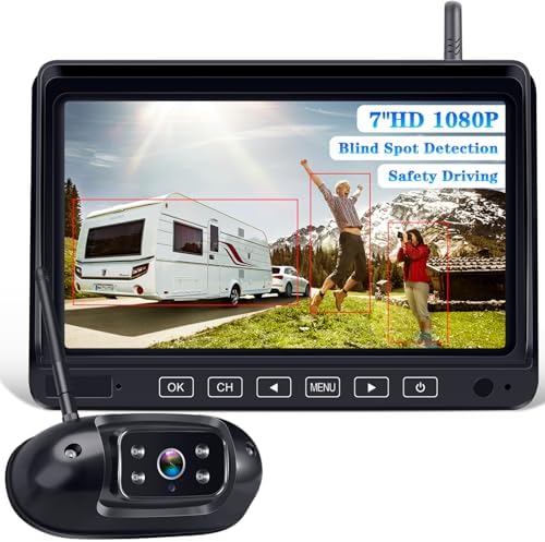 Wireless Backup Camera for RV and Trailer – 1080P HD, Night Vision, IP69 Waterproof – Easy Install, 7-Inch Display, 4-Channel, Blind Spot Detection, Compatible with Furrion by Befumly