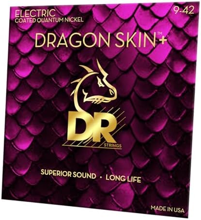 DR Strings DRAGON SKIN+ - Coated Quantum Nickel Electric Guitar Strings – DEQ-9 – Superior Sound with Comfortable Feel & Long Life – Light 9-42