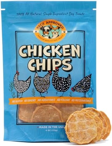 Chicken Chips for Dogs - Crunchy Chicken Dog Treats for Training - Single Ingredient Dog Treat - Dried Chicken Treats for Dogs - 100% Chicken Breast Dog Treats, All-Natural - 4oz