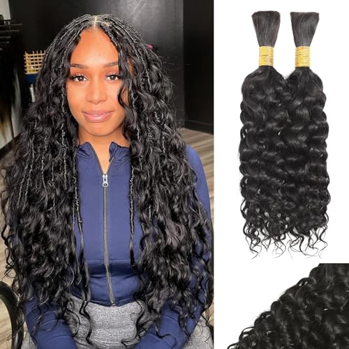 Wet and Wavy Human Hair Braiding Hair 100 Percent Human Braiding Hair For Boho Braids Bulk Human Hair For Braiding 100g 2 Bundles No Weft Hair Extensions YNiSew