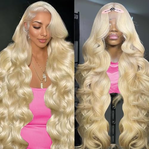 BZN 613 Lace Front Wig Human Hair 13x6 HD Transparent Body Wave Wigs Human Hair 200 Density Blonde Lace Front Wigs Human Hair Pre Plucked Blonde Wig Human Hair 38 Inch