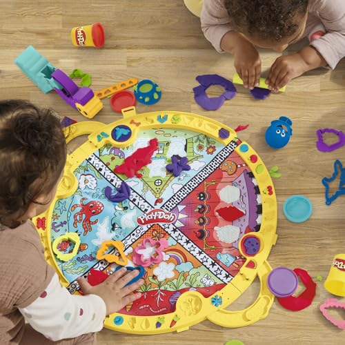 Play-Doh Fold & Go Playmat Starter Set with 19 Accessories, Preschool Toys for 3 Year Old Girls & Boys & Up, Kids Arts & Crafts