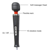 AEVEONE Powerful Handheld Electric Back Wand Massager, Strong Personal Vibration Massage for Sports Recovery, Muscle Aches, Body Pain (Black-US)