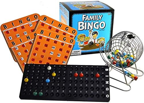Regal Bingo Family Bingo Game Set with 8" Wheel Cage, Bingo Cards with Sliding Windows, Bingo Balls & Master Board - Large Group Bingo Games for Adults