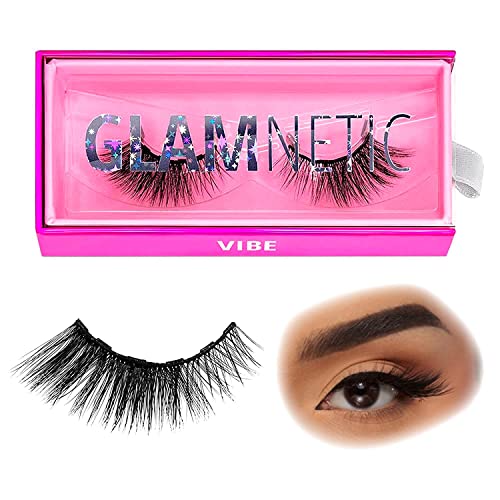 Glamnetic Magnetic Eyelashes - Vibe | Long Magnetic Lashes, 60 Wears Reusable Faux Mink Lashes, Dramatic, Cat Eye Winged - 1 Pair