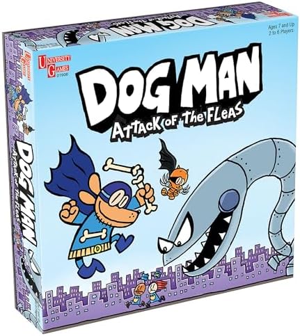 University Games, Dog Man Attack of The FLEAS Cooperative Board Game Based On The Popular Dog Man Book Series by DAV Pilkey for 2 to 6 Players Ages 6 and Up