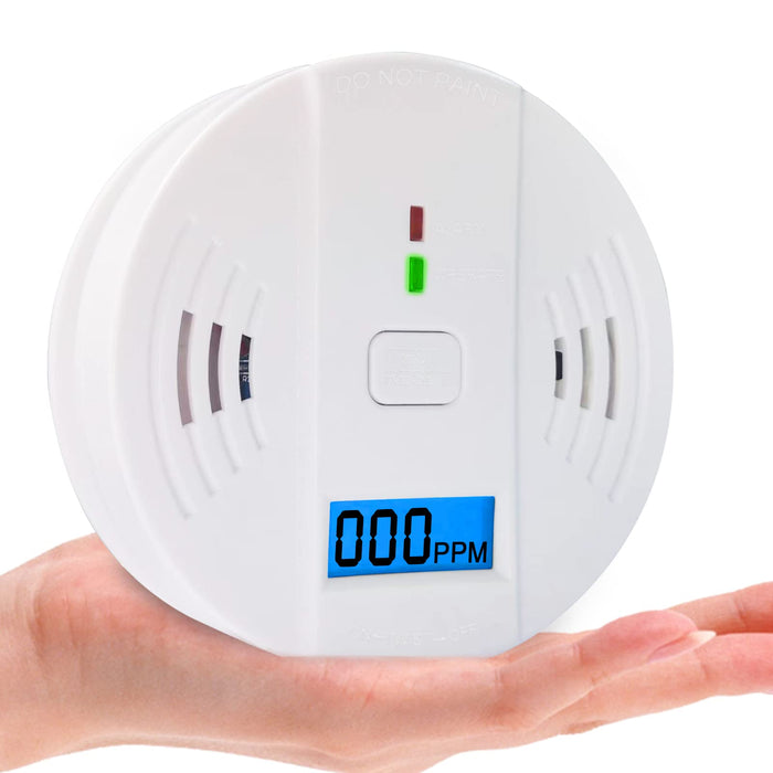 Carbon Monoxide Detector, Replaceable Battery-Operated Carbon Monoxide Alarm Detectors with Digital Display & LED Lights. CO Alarm Applicable to Home, Warehouse