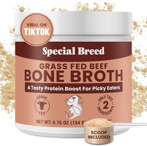 Bone Broth Powder for Dogs and Cats - Dog and Cat Food Topper, Grass Fed Beef Broth Supplement, 4.75 oz