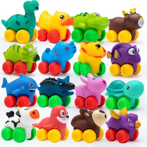 JOYIN Animal Cars, Soft Rubber Car Set Toy, Baby Mini Vehicles, Bath Toy Car for Boys and Girls, Babies Christmas Birthday Gift, Summer Beach and Pool Activity, Party Favors for Kids