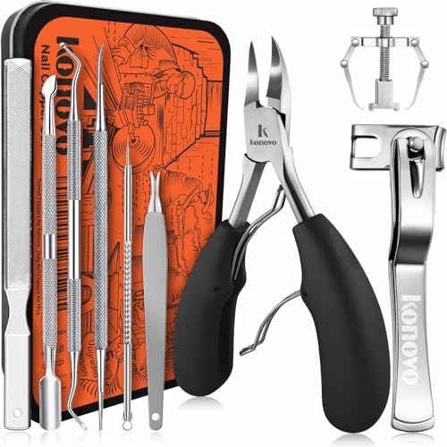 Konovo Ingrown Toenail Tool Kit 9 Pcs, Toe Nail Clippers for Adult and Seniors, Large Toenail Clipper for Ingrown Toenail Treatment/Thick Nails