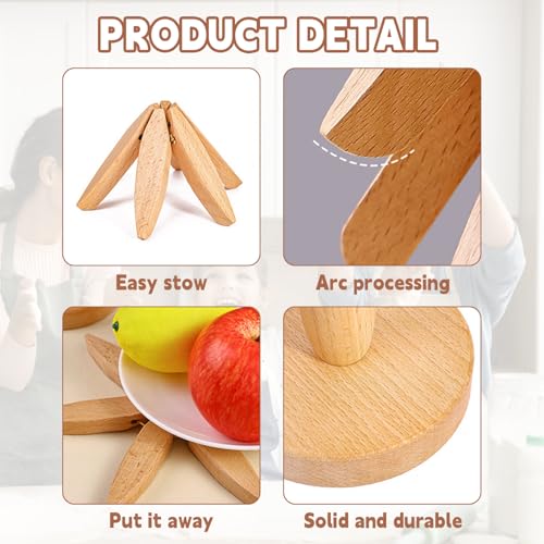 Wooden Trivets for Hot Dishes， Tree Shape Trivet Set,Trivets for Hot Dishes - 4 Wooden Trivets + 1 Stand stored Like a Christmas Tree (Beech Wood)