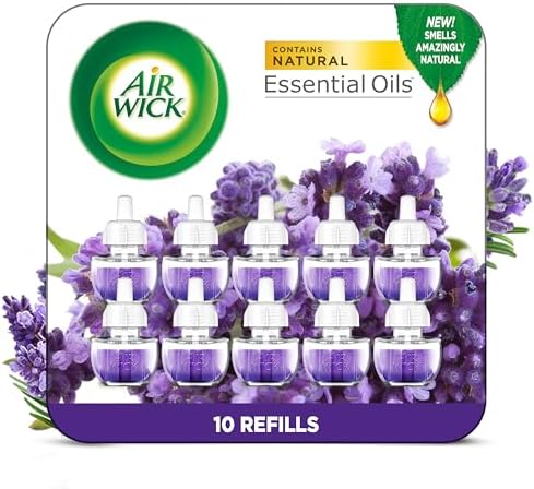 Air Wick Plug in Scented Oil Refill, 10ct, Lavender & Chamomile, Air Freshener, Essential Oils, Eco Friendly