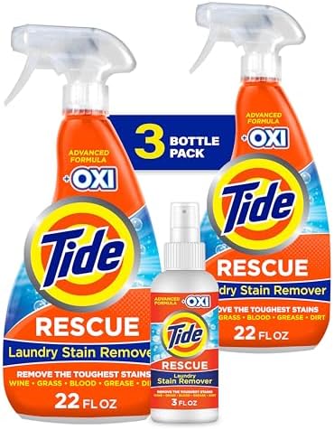 Tide Laundry Stain Remover Spray with Oxi | Stain Remover for Clothes, Carpet, Upholstery, Pet Bedding | Stain Treater Spray for Tough Stains from Wine, Coffee, Grease | 22 Fl Oz (Pack of 2) & 3 Fl Oz